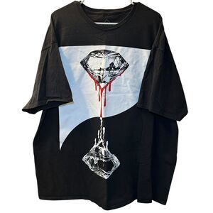 Graphic Diamond Print T-Shirt Men's Size 2XL Hiphop Streetwear Causal